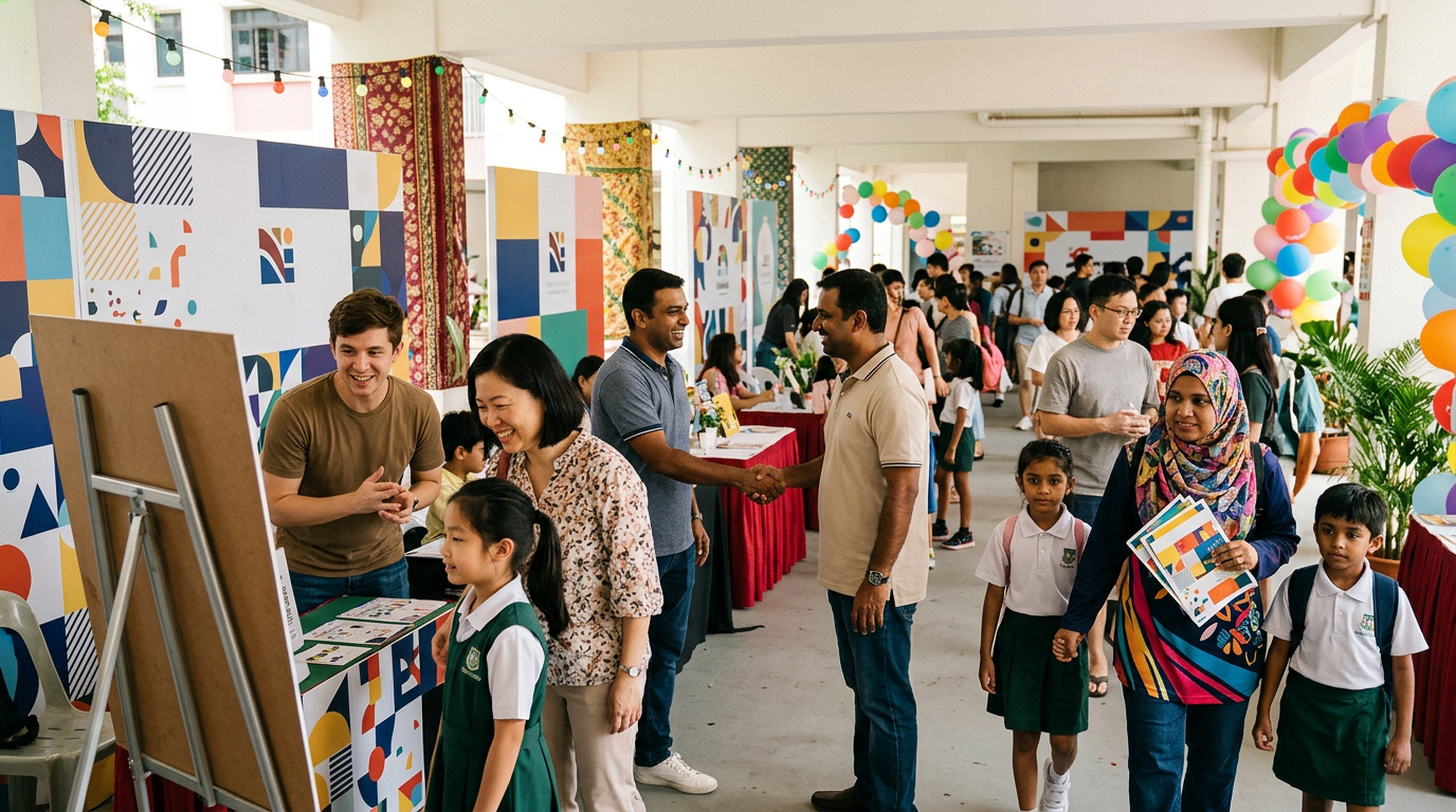 Local Singapore education fair with tuition centre booths