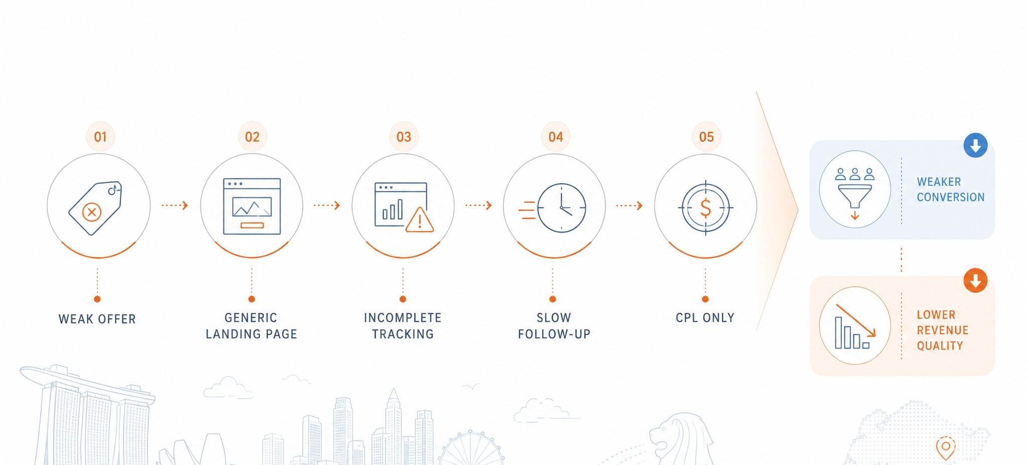 infographic showing the main reasons marketing campaigns in Singapore underperform