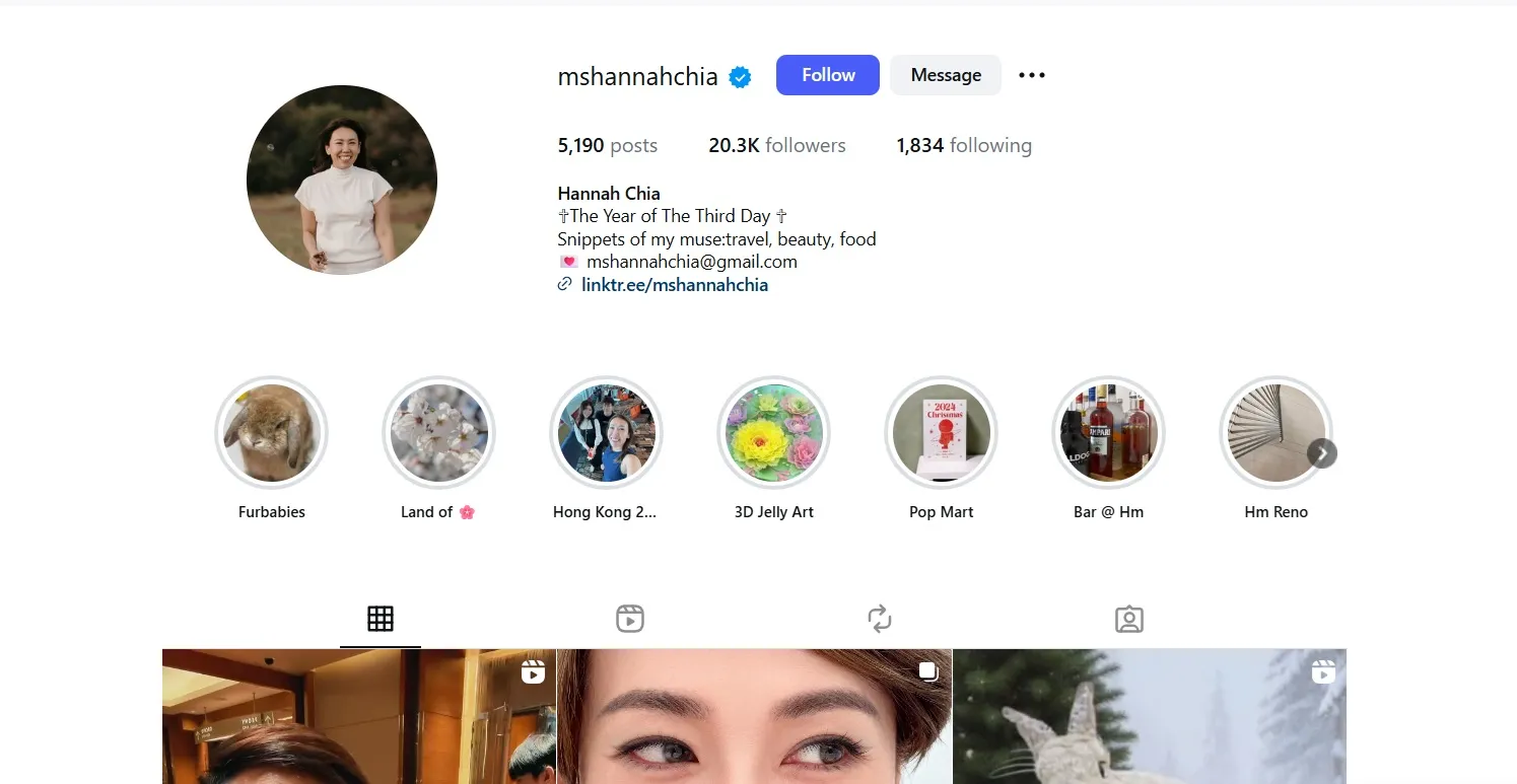 Top 24 Instagram Influencers In Singapore 2026 11 hannah chia as one of the top instagram influencers