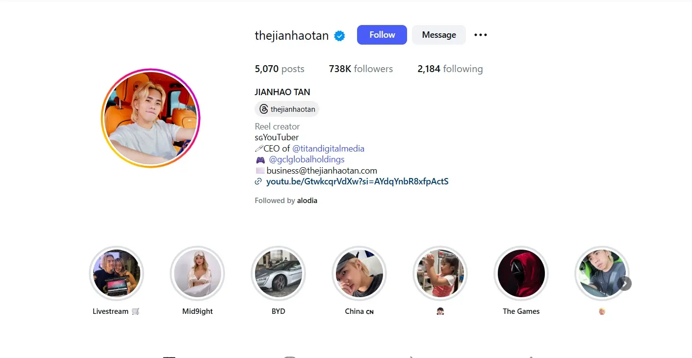 Top 24 Instagram Influencers In Singapore 2026 13 jinhao tan as one of the top instagram influencers