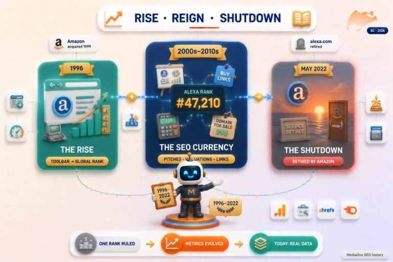 What happened to Alexa ranking — the 1996 rise, SEO influence era, and 2022 Amazon shutdown explained.