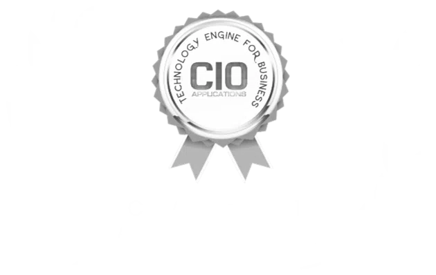 CIO Applications 'Technology Engine for Business' award badge with a laurel wreath surrounding it.