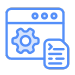 Web development icon: browser with gear and code file