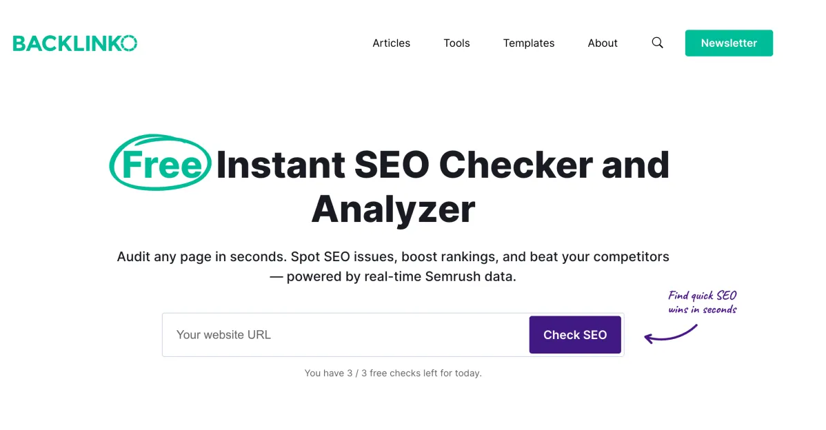 Backlinko Chrome Extension allows you to have instant SEO checker and analyzer
