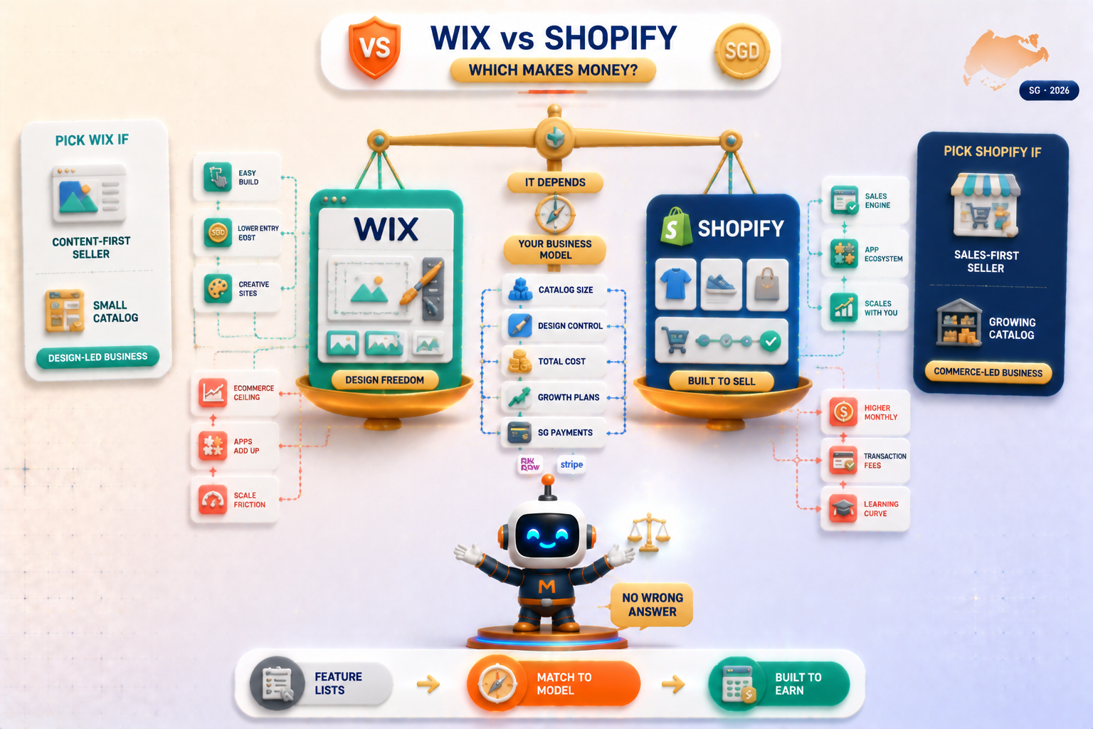 Wix vs Shopify 2026 compared — design freedom vs sales engine, matched to your business model for making money online.