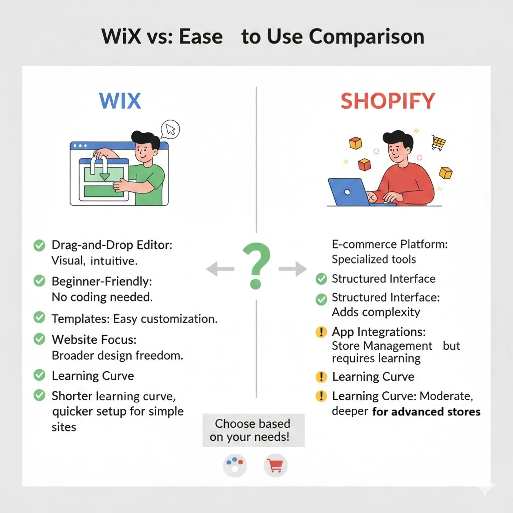 wix vs shopify ease of use comparison