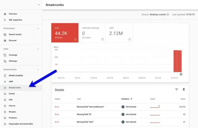 Google Search Console Guide on understanding the Enhancements Report