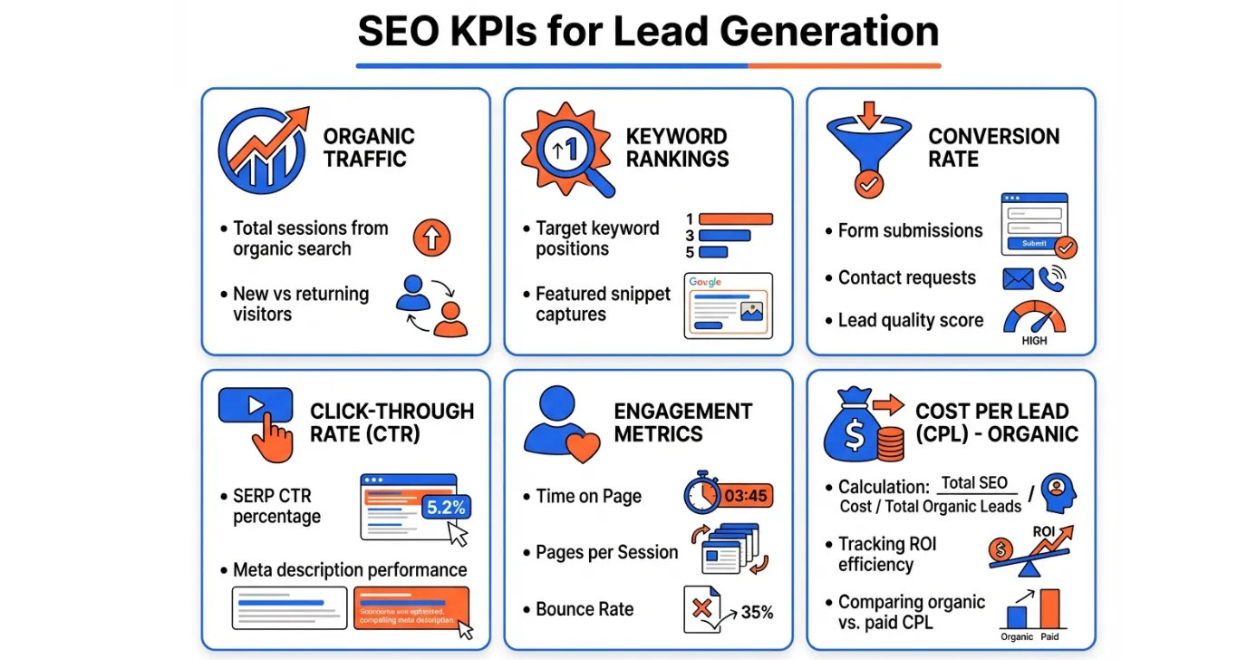 Important SEO KPIs for lead generation in 2026