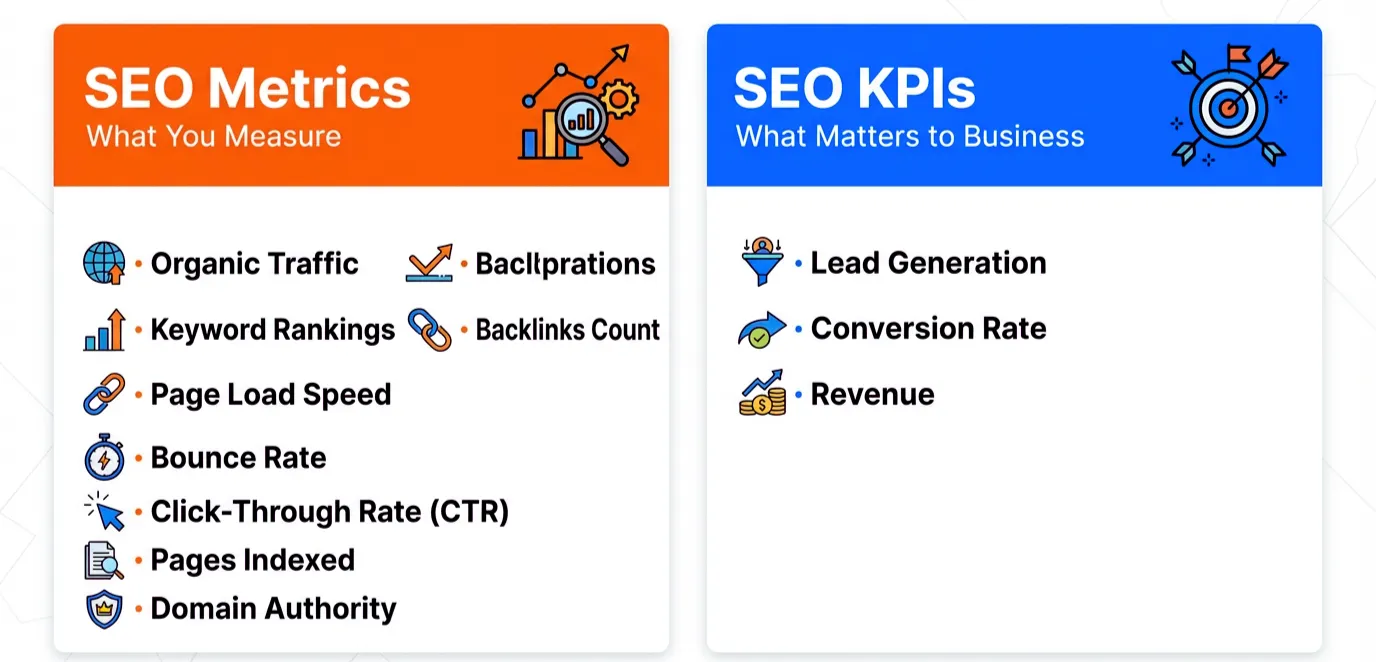 The differences between SEO KPIs and Metrics