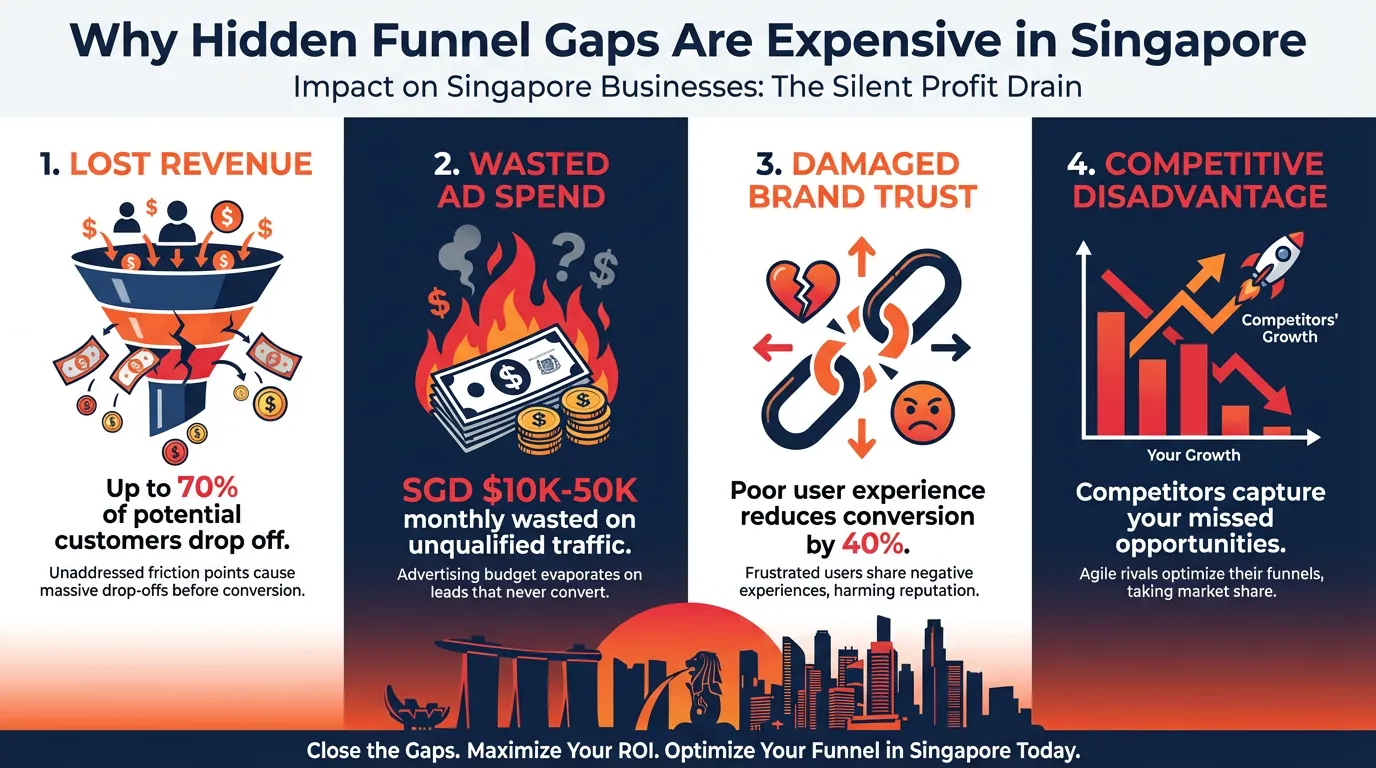 What causes hidden funnel gaps to be expensive in Singapore
