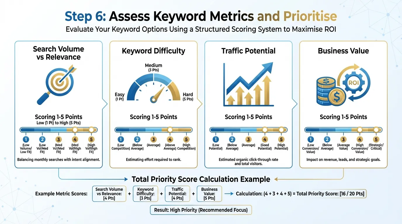 assess metrics for keyword research