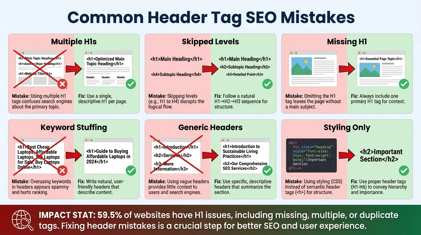 common header tag seo mistakes