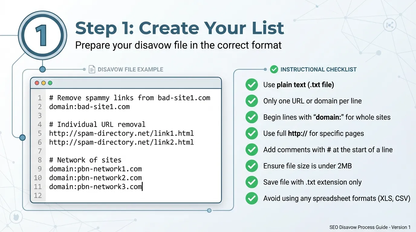 Toxic Backlinks & Disavow 2026: Complete Guide to Protect Your SEO 6 create your list of toxic backlinks