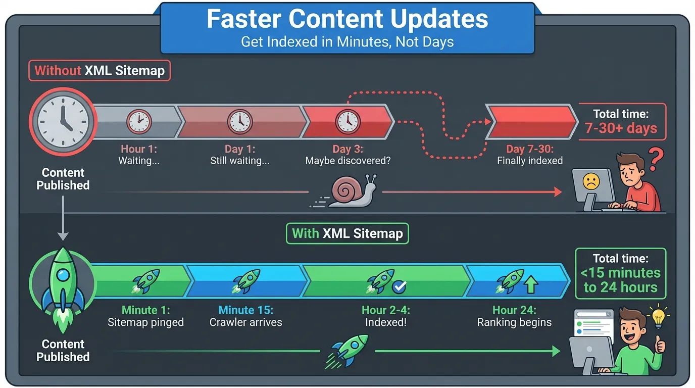 faster content updates xml sitemap