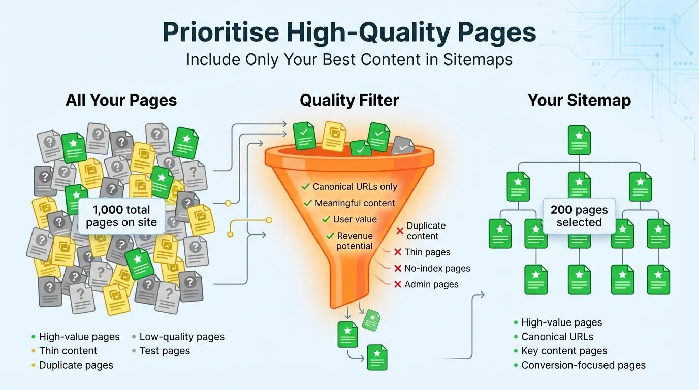 high quality pages for xml sitemap