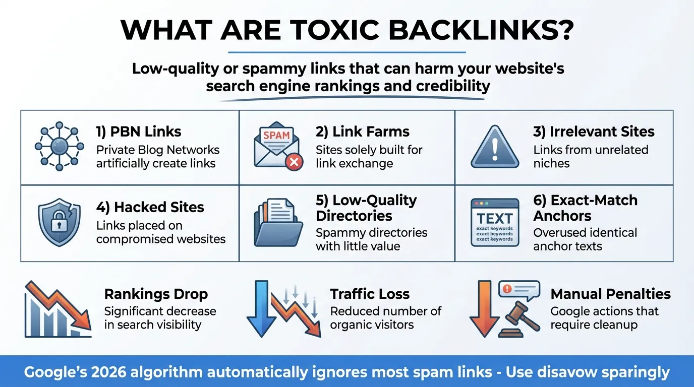 Toxic Backlinks & Disavow 2026: Complete Guide to Protect Your SEO 1 what are toxic backlinks