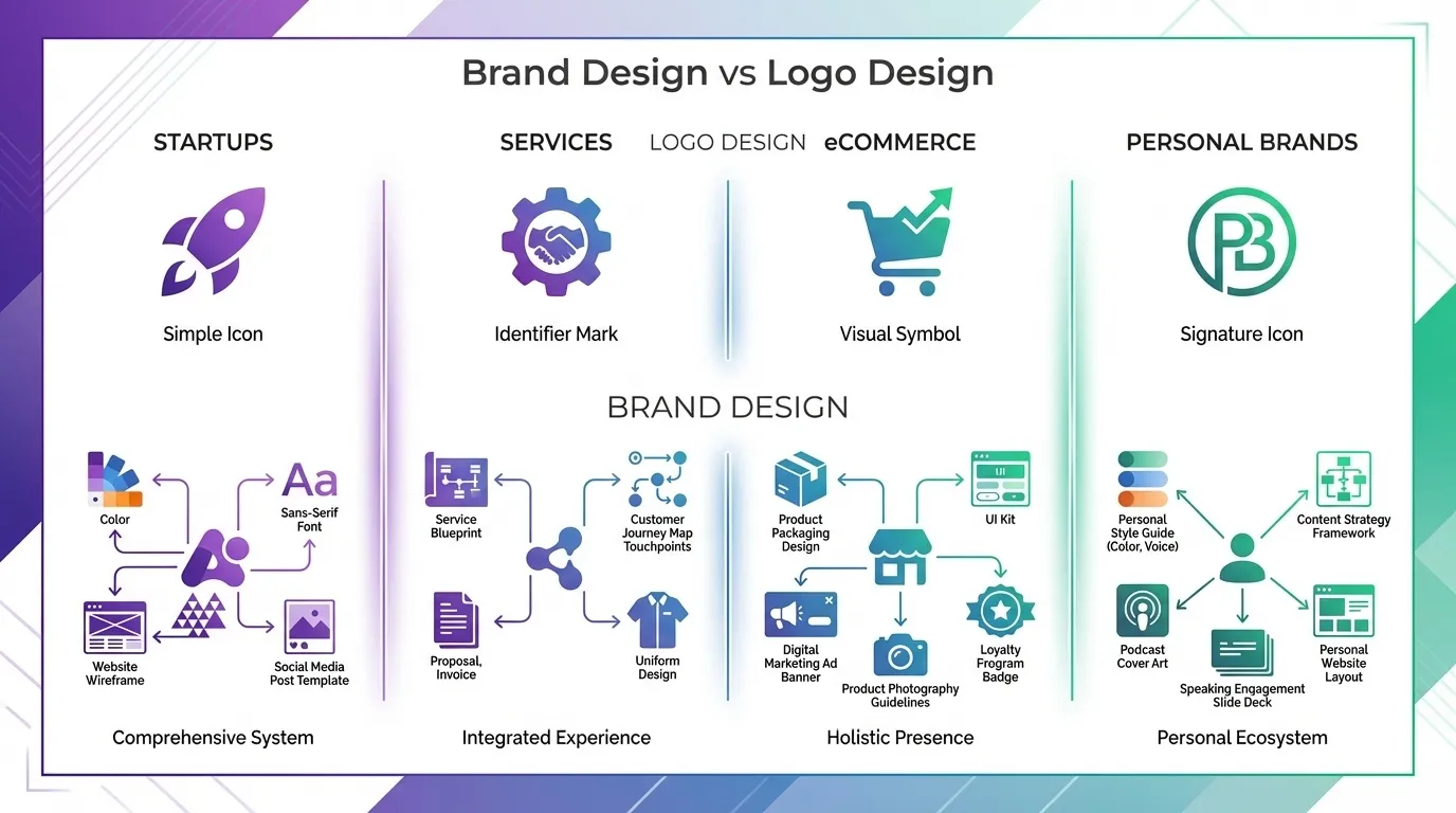 Brand Design vs Logo Design: What You Actually Need to Look Premium and Consistent 7 Brand design vs logo design varies with every industry
