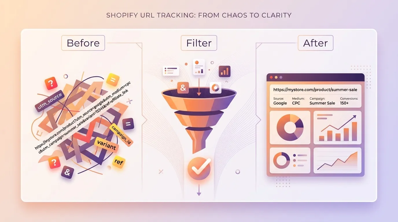Preserving tracking data while keeping Shopify URL parameters in control