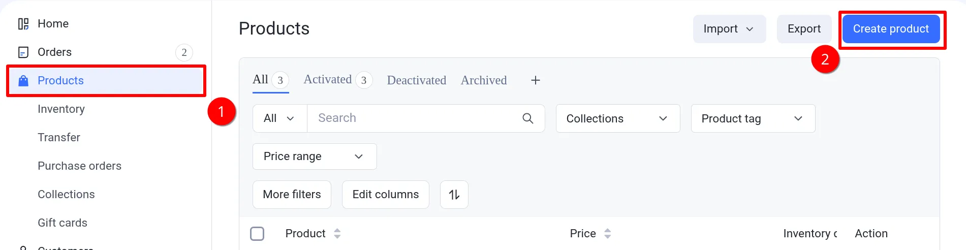 Shopline e-commerce steps on adding a new product
