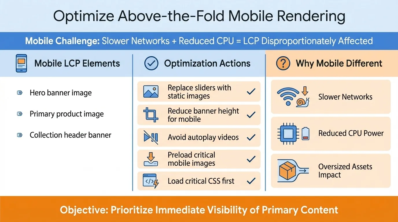 Shopify Core Web Vitals and Site Speed: Theme Optimisation, App Conflicts, and Mobile-First Indexing Improvements 15 above the fold mobile rendering for shopify core web vitals
