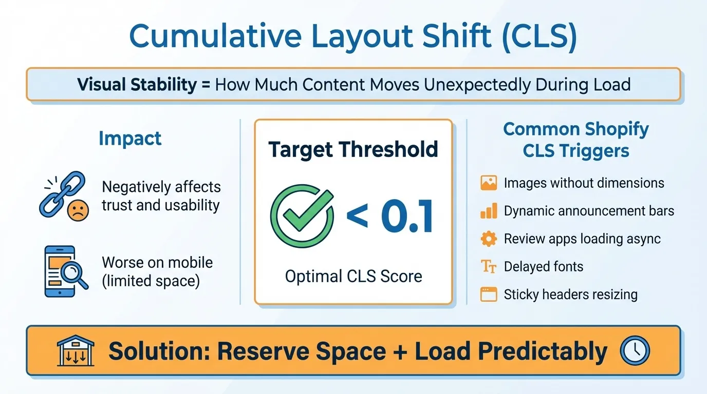 Shopify Core Web Vitals and Site Speed: Theme Optimisation, App Conflicts, and Mobile-First Indexing Improvements 3 cls for shopify core web vitals