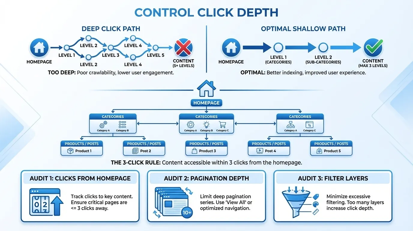 control click depth for shopify product page seo