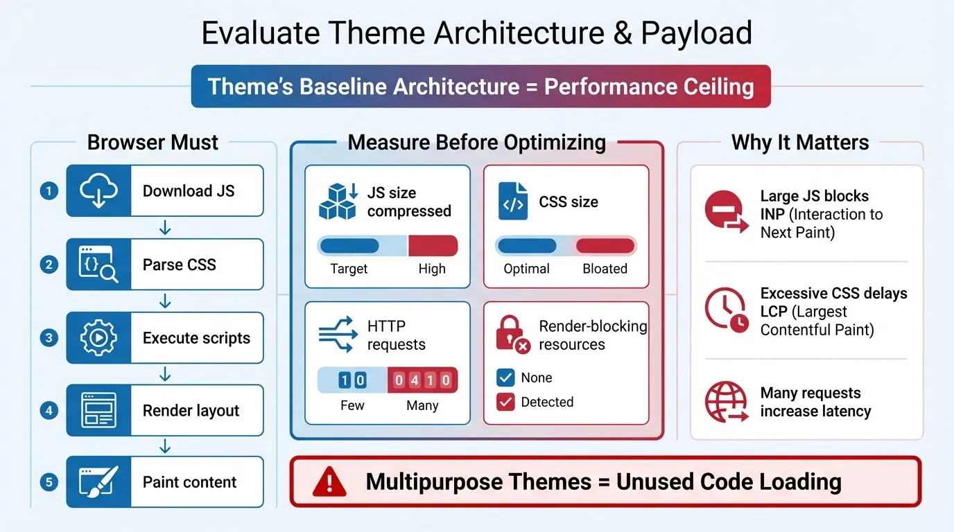 Shopify Core Web Vitals and Site Speed: Theme Optimisation, App Conflicts, and Mobile-First Indexing Improvements 4 evaluate theme architecture for shopify core web vitals