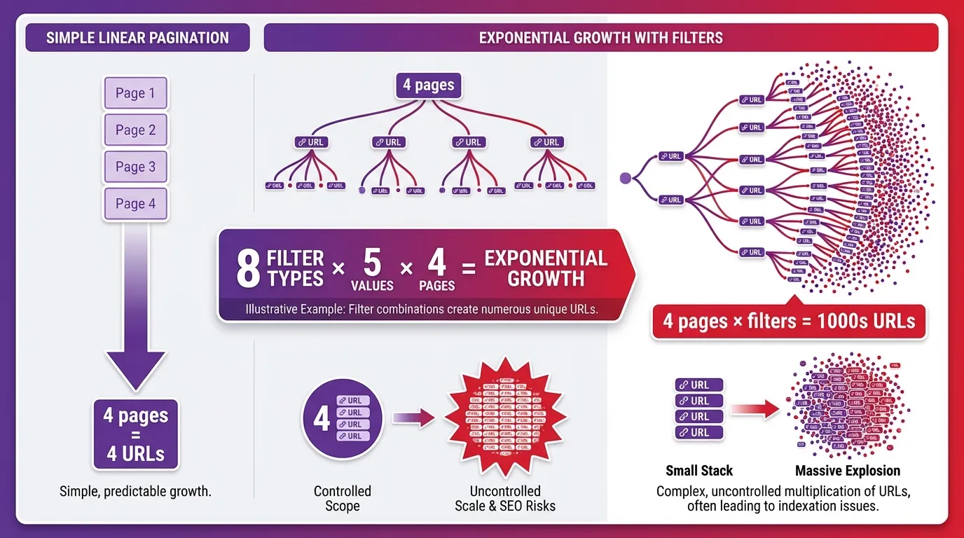 Shopify Pagination and Faceted Navigation SEO: Crawl Budget Control for Large Catalogues (What to Noindex, Canonicalise, and Link) 3 faceted navigation multiples for shopify pagination