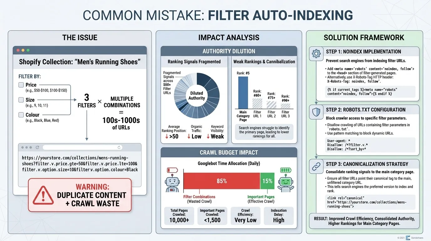 Shopify Technical SEO Checklist: Fixing Duplicate Content, Canonicals and Index Bloat 13 filter auto indexing for shopify technical seo