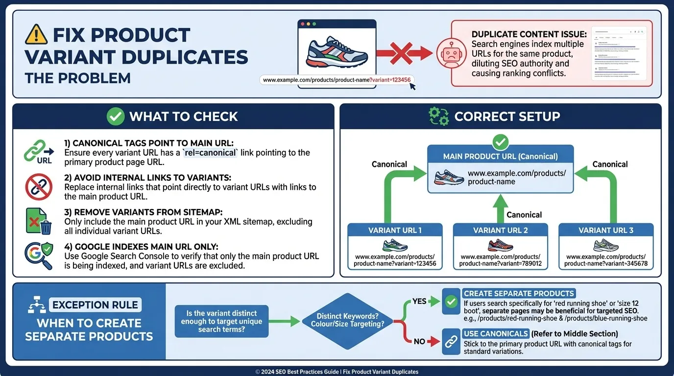 Shopify Technical SEO Checklist: Fixing Duplicate Content, Canonicals and Index Bloat 6 fix duplicate content for shopify technical seo