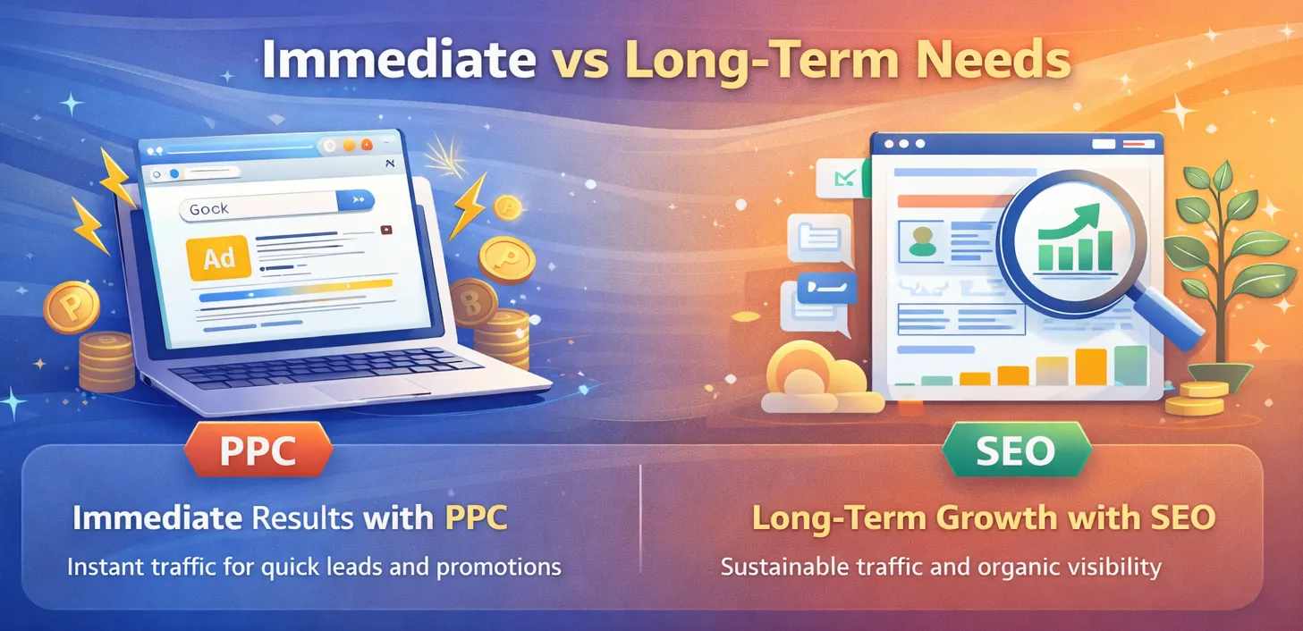 immediate vs long term needs for ppc vs seo