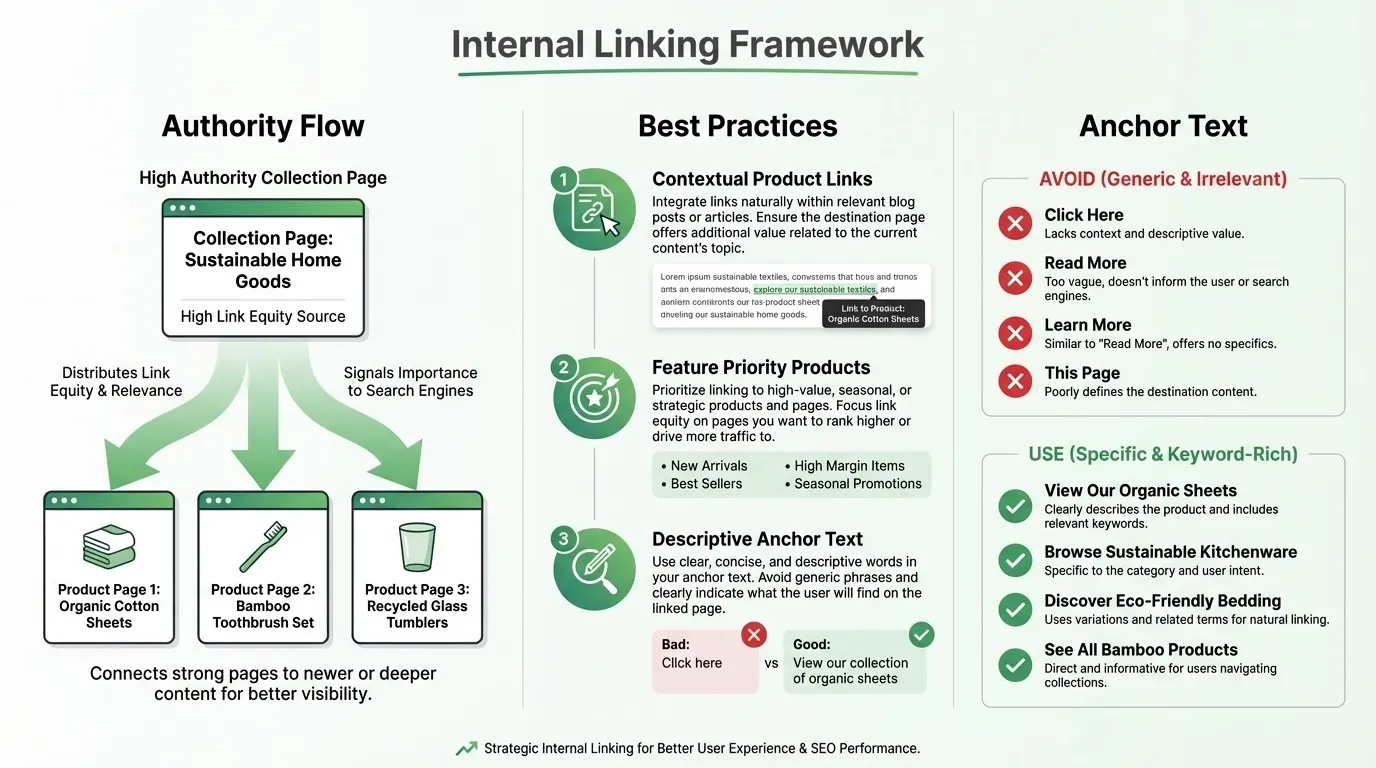 internal linking framework for shopify product page seo