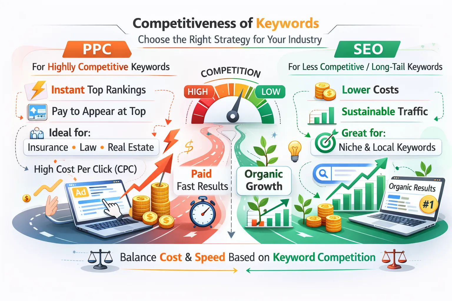 keyword competItiveness for ppc vs seo