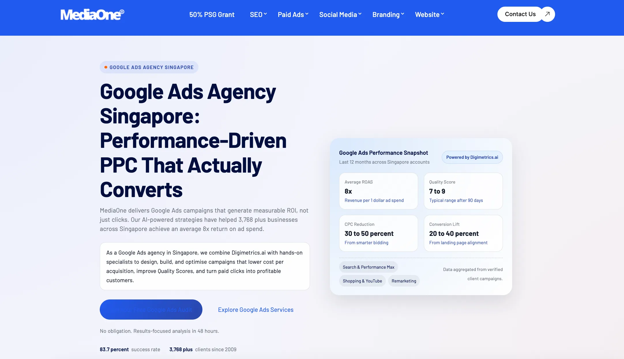 mediaone as one of the top google ads companies