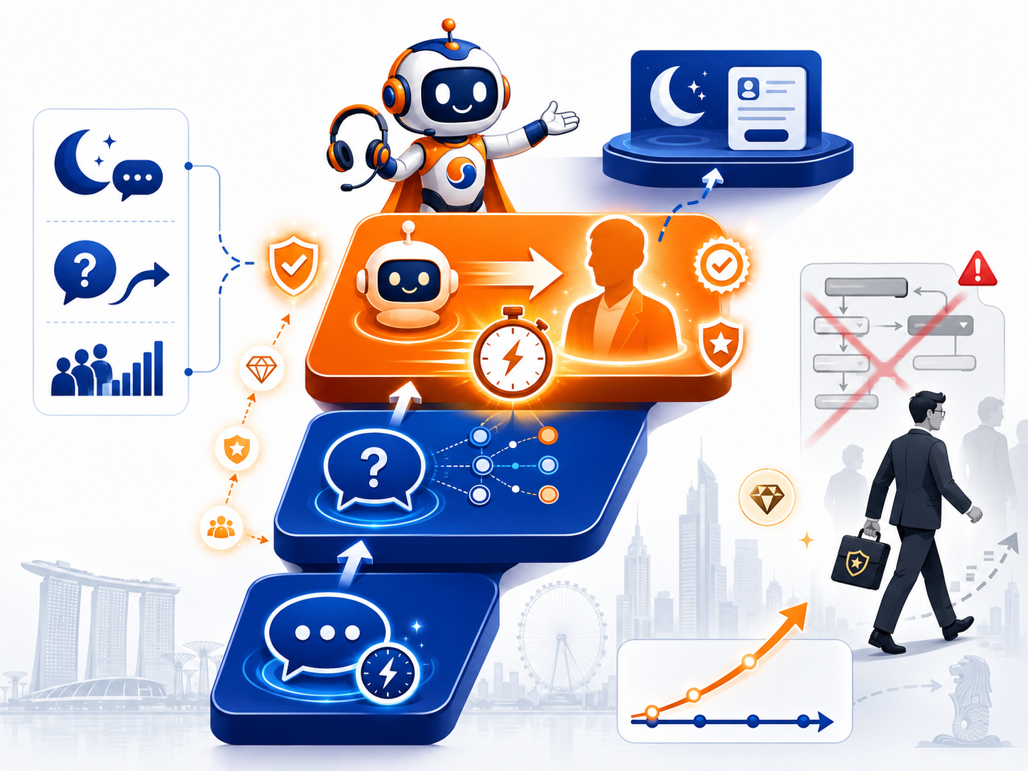 MediaOne Chatbot Qualification Ladder showing four step framework