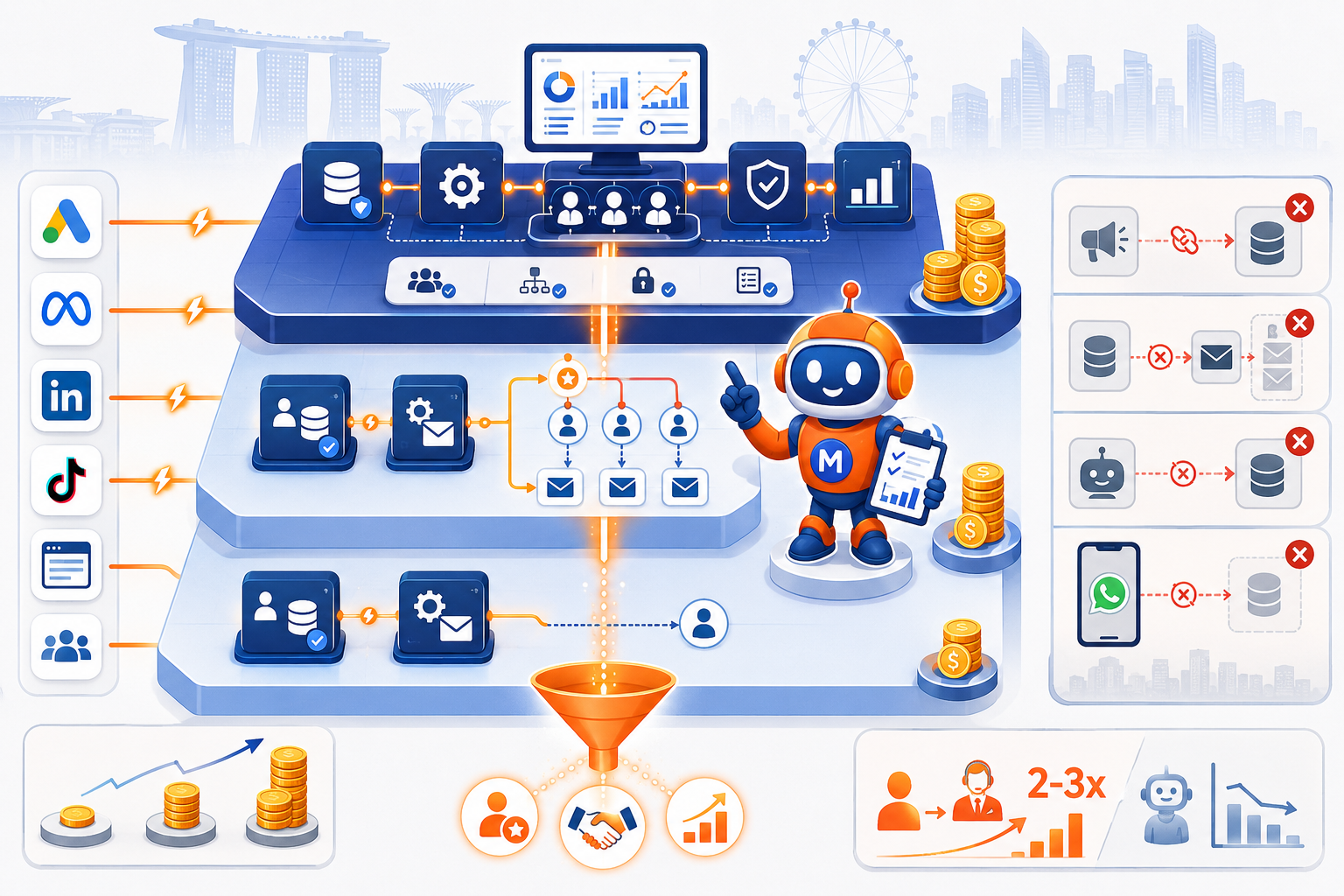 MediaOne Lead Stack Blueprint showing tiered technology framework
