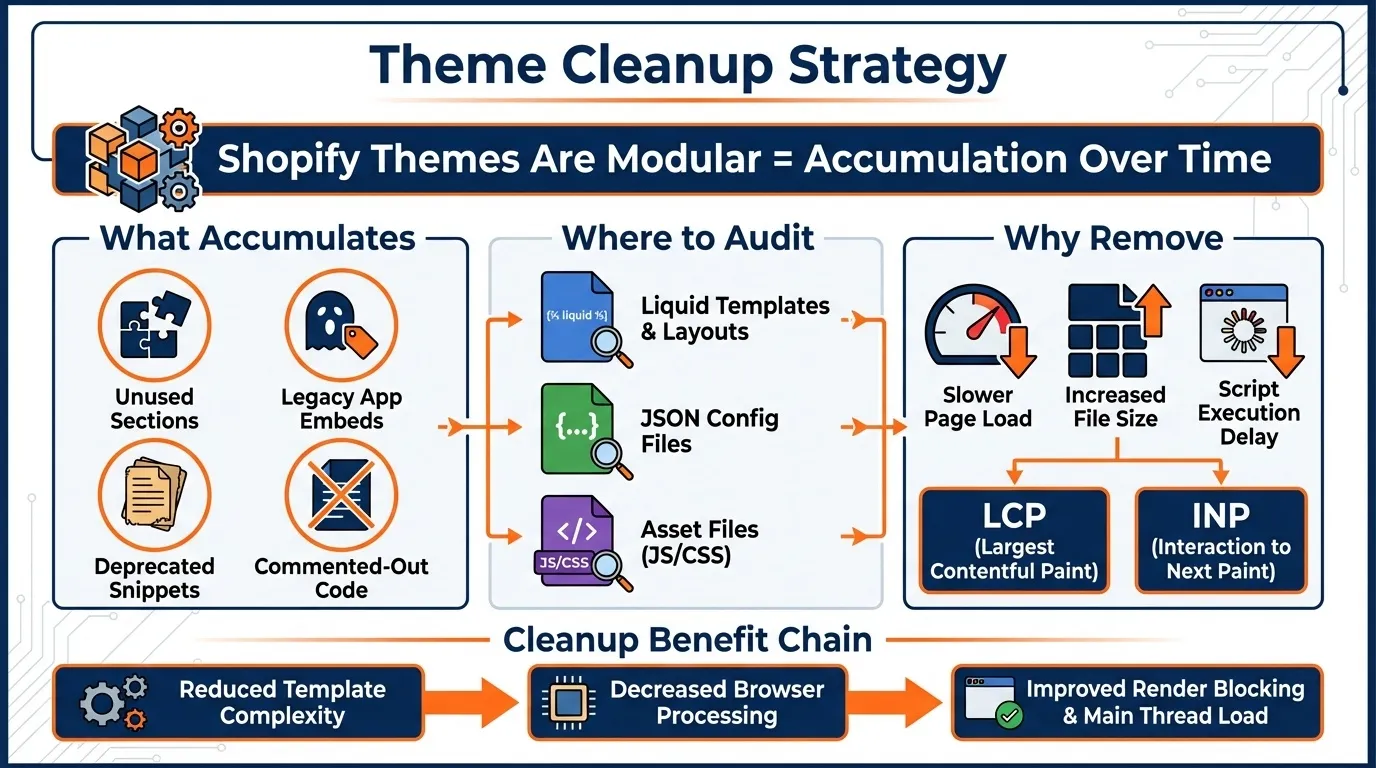 Shopify Core Web Vitals and Site Speed: Theme Optimisation, App Conflicts, and Mobile-First Indexing Improvements 5 remove unused sections for shopify core web vitals