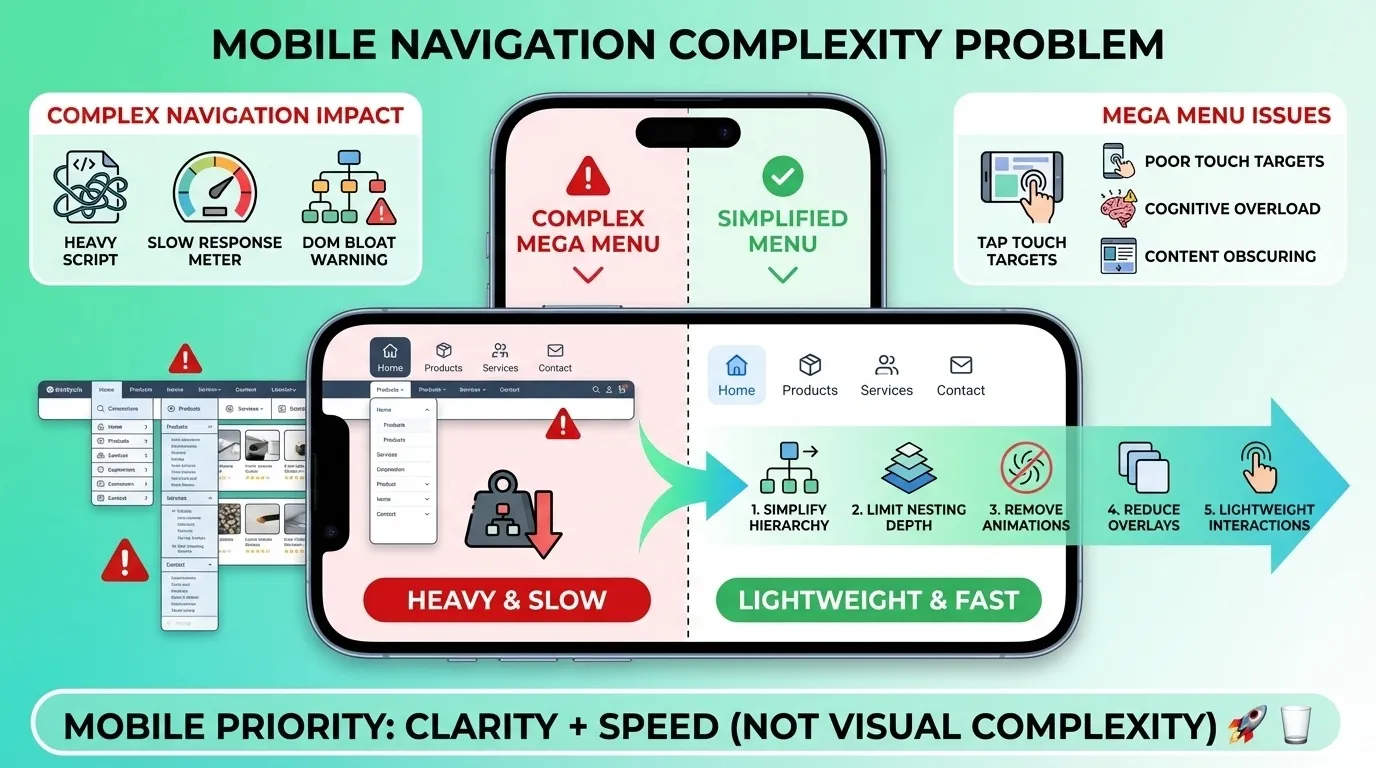 Shopify Core Web Vitals and Site Speed: Theme Optimisation, App Conflicts, and Mobile-First Indexing Improvements 18 simplify mobile navigation for shopify core web vitals