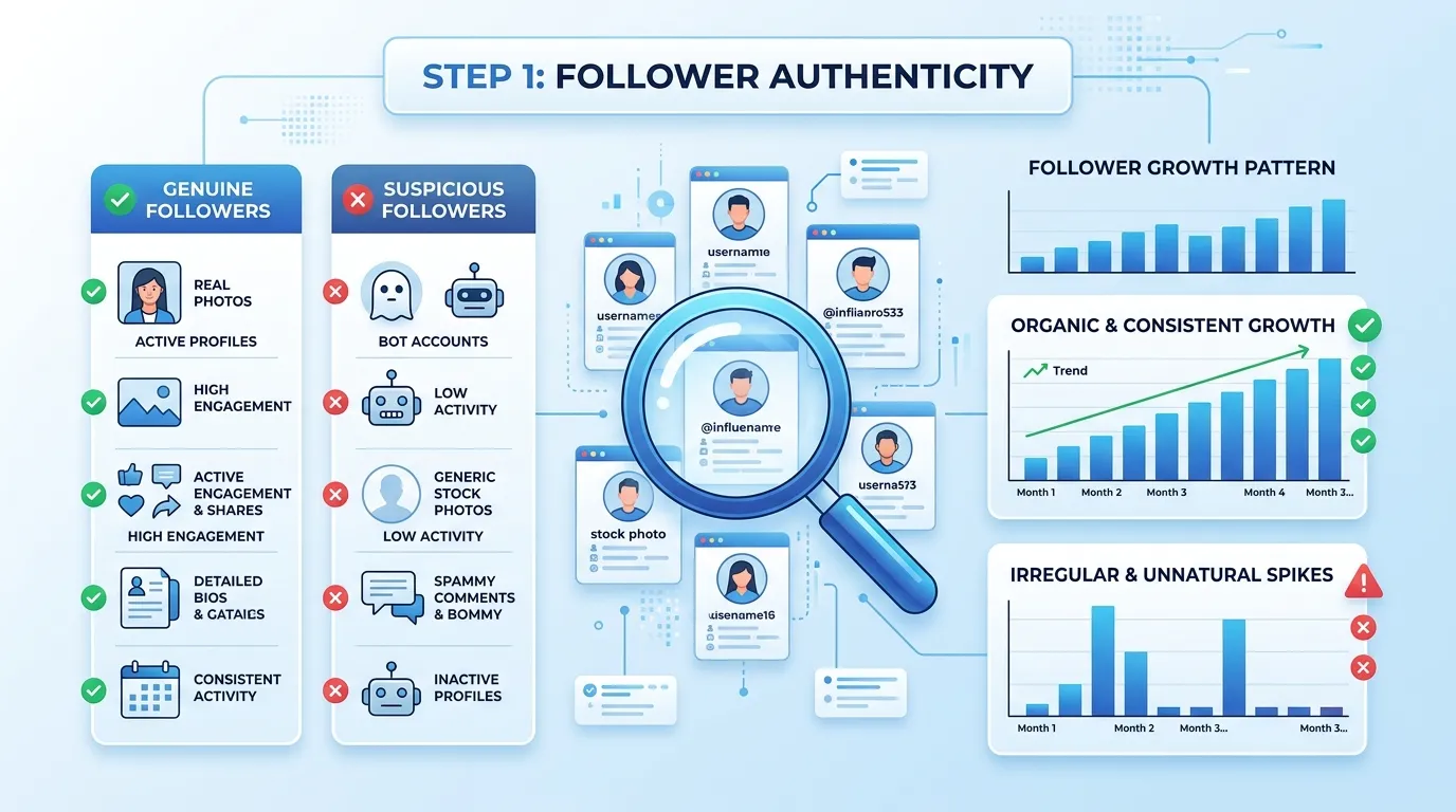 Follower authenticity verification is part of influencer vetting