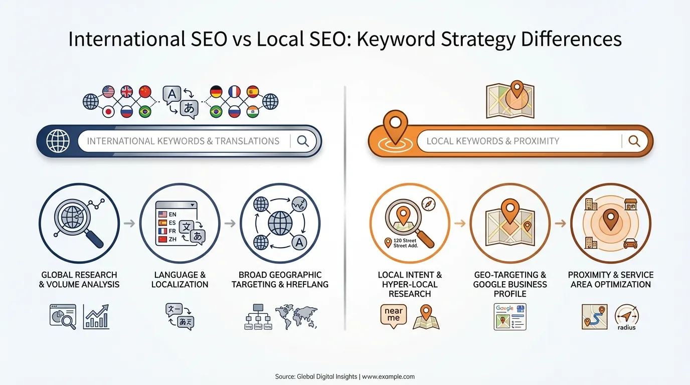 How keyword strategy differs in International SEO and Local SEO