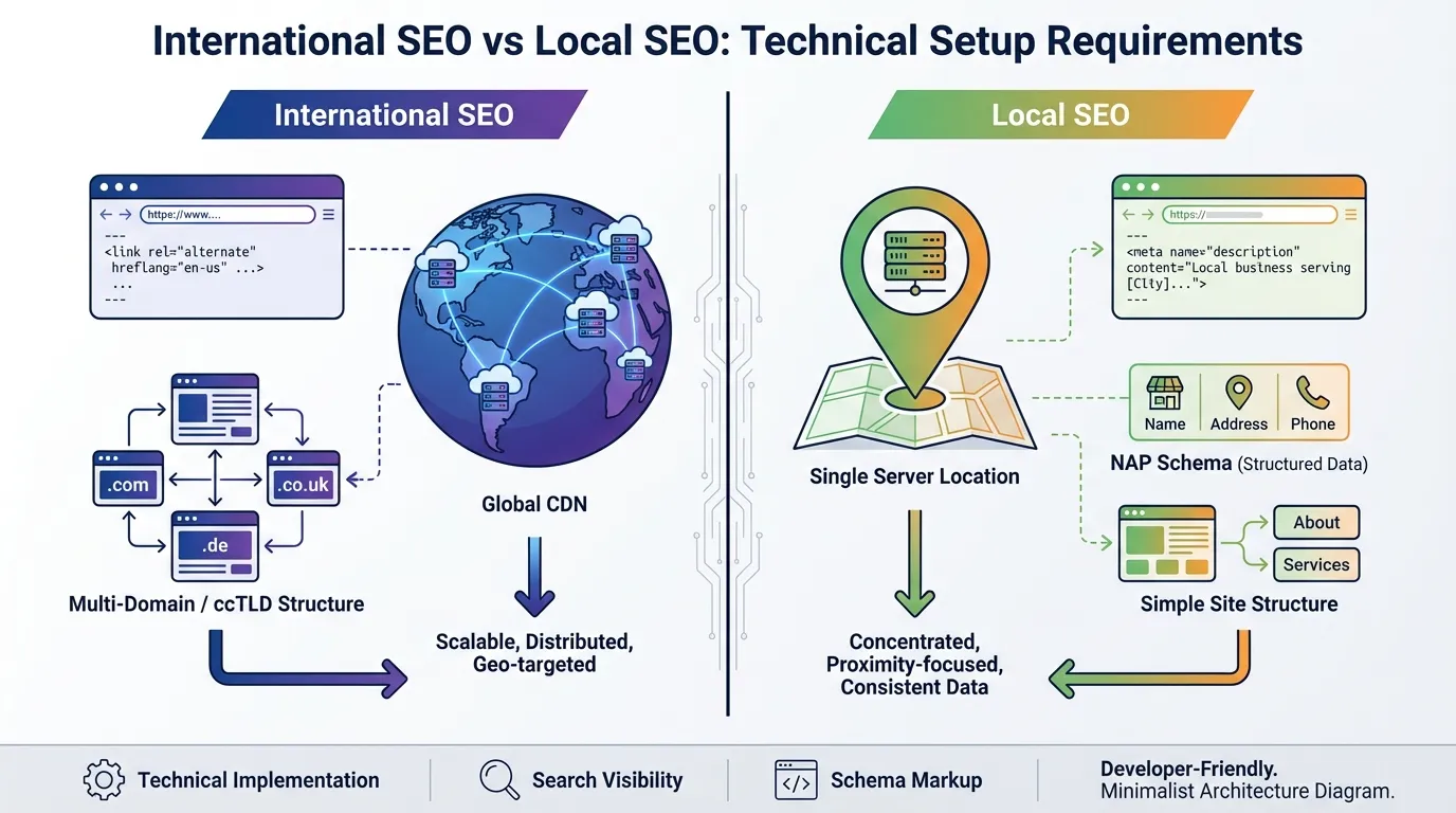 How tech SEO differs in International SEO and Local SEO
