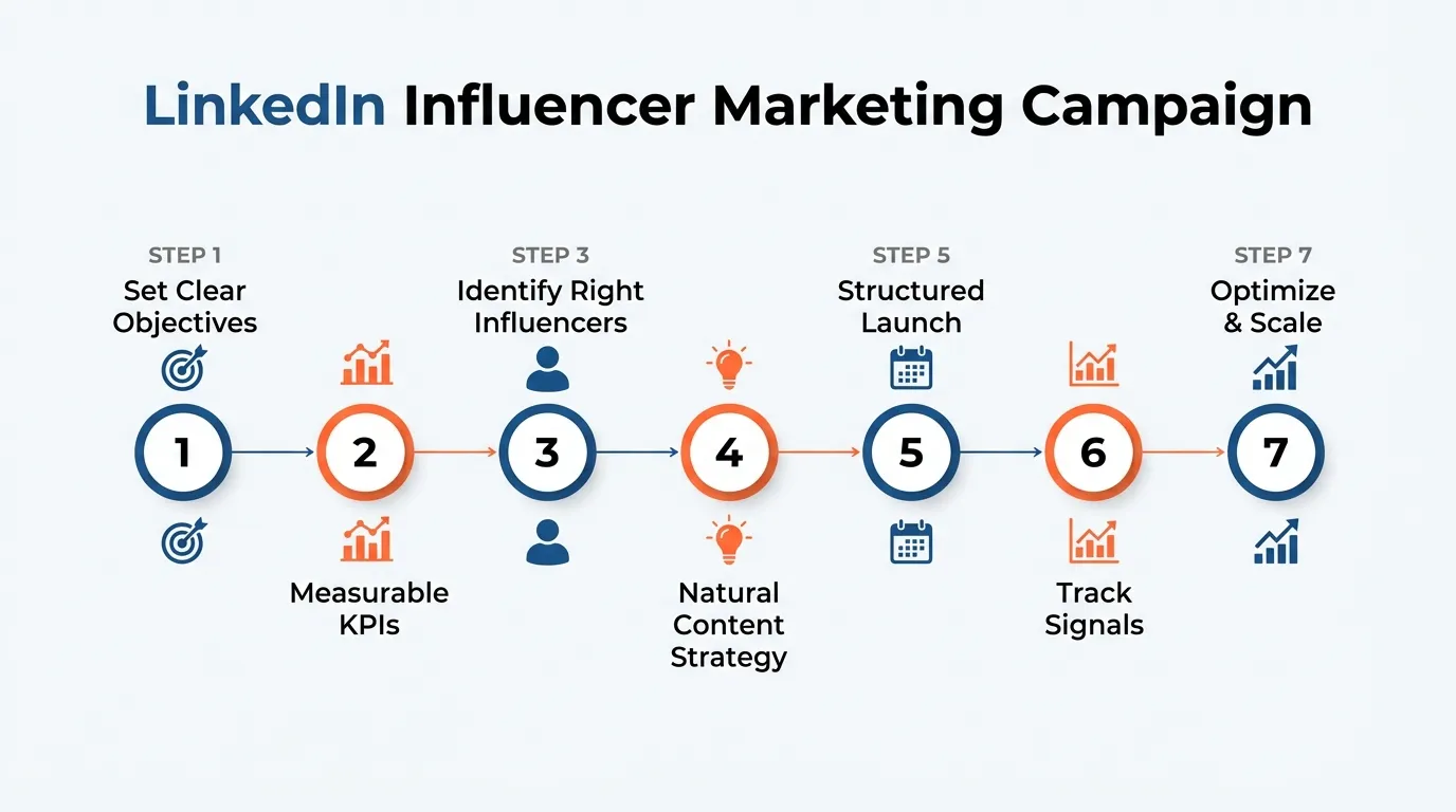 Step-by-step guide for a LinkedIn influencer marketing campaign