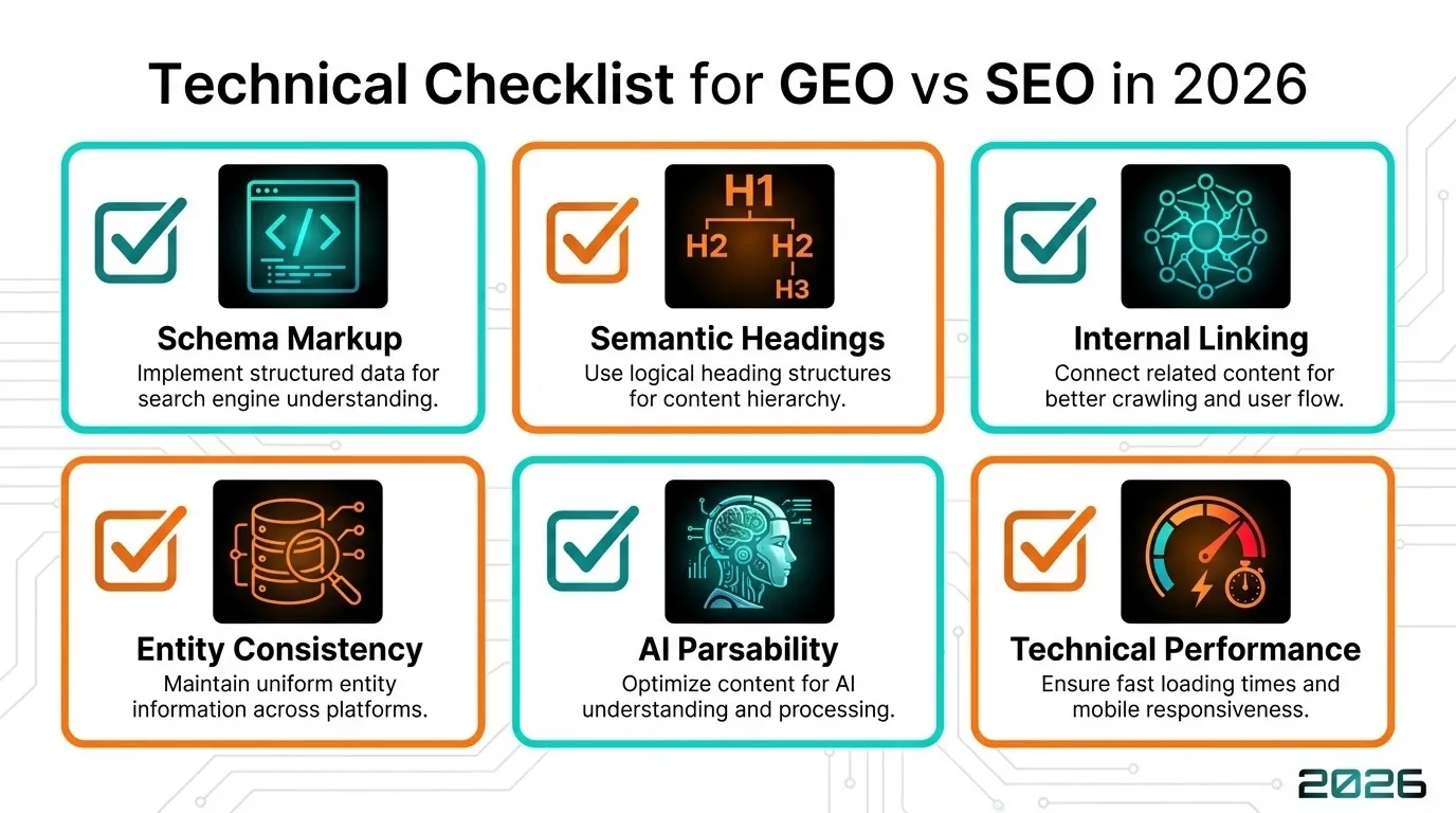 How GEO vs SEO Affects Local Search Visibility in 2026 9 Technical checklist for GEO vs SEO