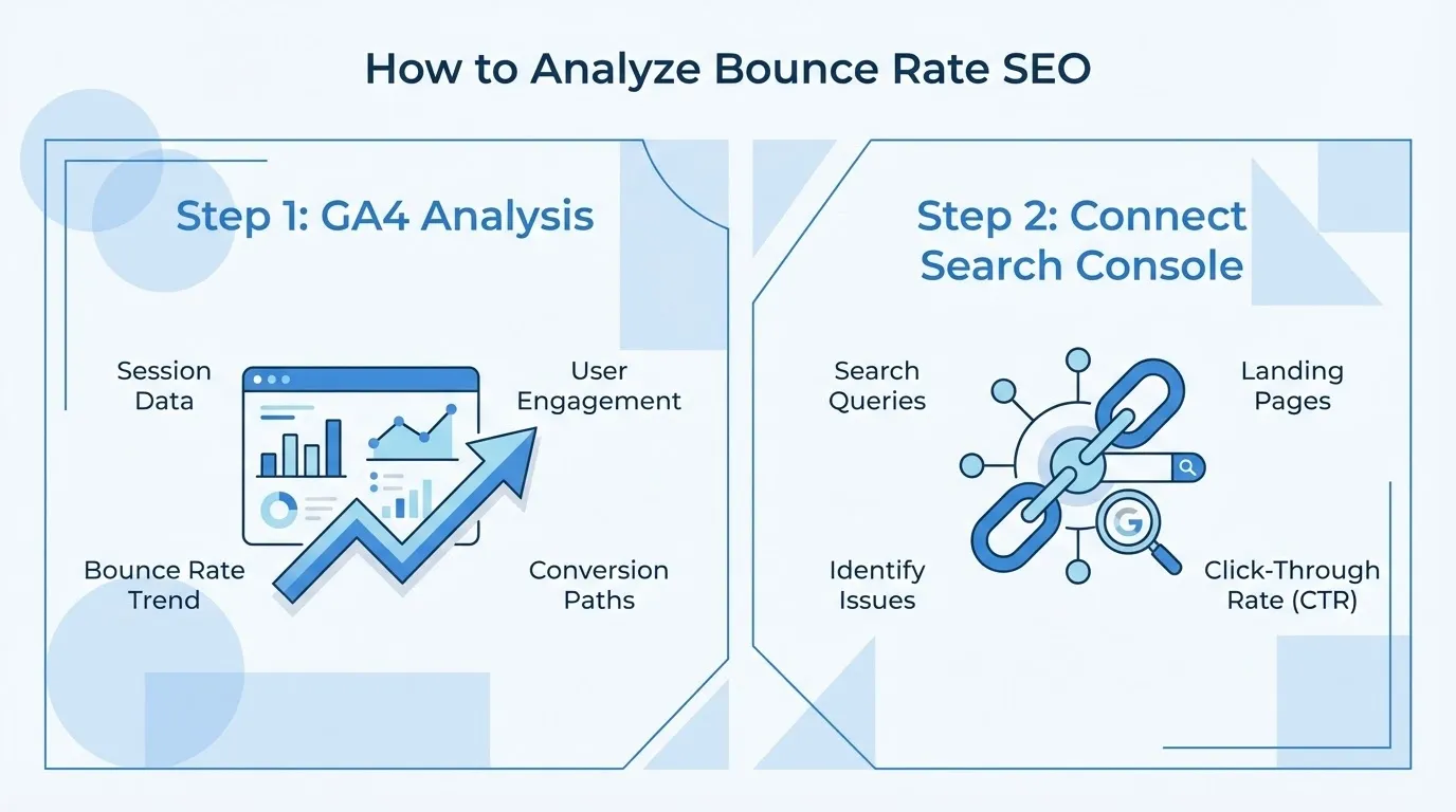 How to Use Bounce Rate SEO Insights to Improve Keyword Targeting 2 Using Google Analytics and Search Console to analyse Bounce rate SEO