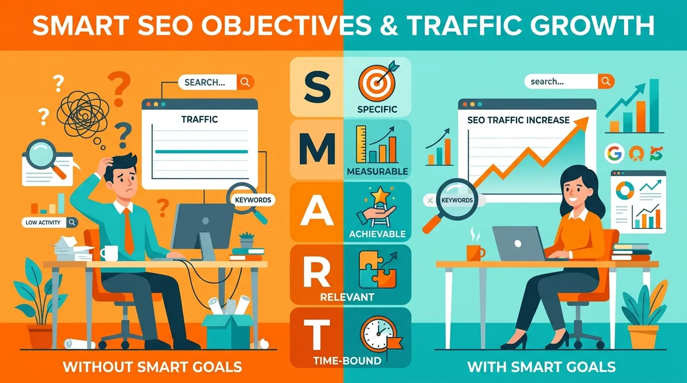 What is the significance of SMART objectives in getting more organic traffic