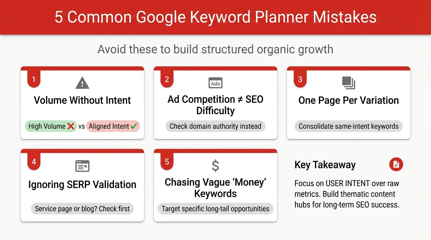 How to Use Google Keyword Planner for Content Planning and Topic Clustering 12 common keyword mistakes for google keyword planner