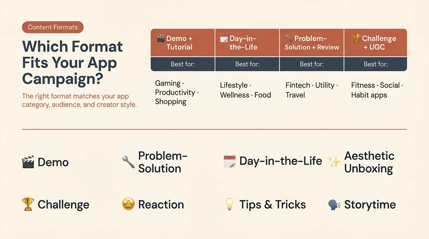 content formats for influencer marketing for apps