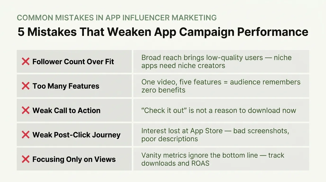 mistakes in influencer marketing for apps