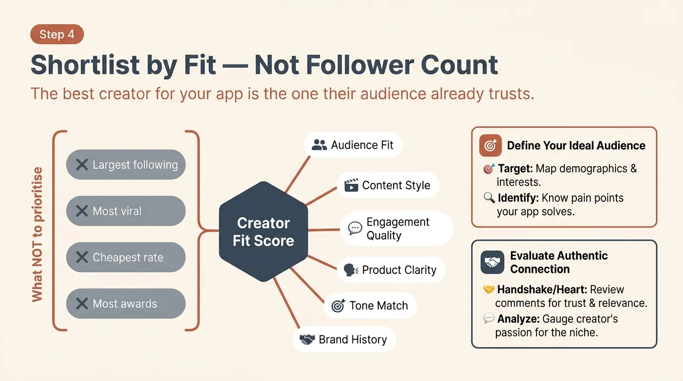 shortlist creators for influencer marketing for apps