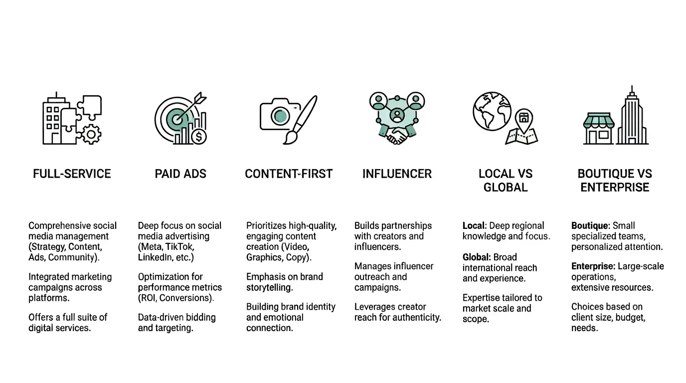 Selecting the Right Social Media Marketing Agencies: A Checklist for Business Owners 3 Types of social media marketing agencies available